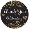 Black and Gold 60th Birthday Party Thank You Stickers -