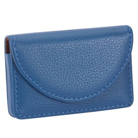 sundee Leather Business Name Card Holder Case Wallet Credit Card Book with Magnetic Shut, Minimalist Credit Card Holder - Blue