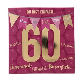 Depesche 11515-046 Number Card for 60th Birthday with Music, Refined Folding Card with Original Text Inside, Includes Envelope, Format 15.5 x 15.5 cm