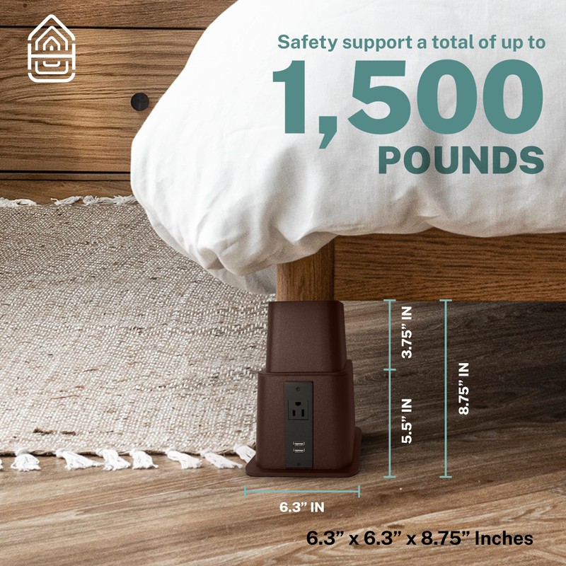 Home Intuition Heavy Duty Adjustable Bed Risers Furniture Riser 3,