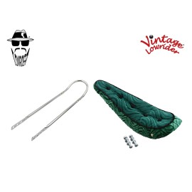 F&R Original Lowrider 20" ORIGINAL LOWRIDER Velour Green Banana 5 Button Seat W/Chrome Sissy Bar
