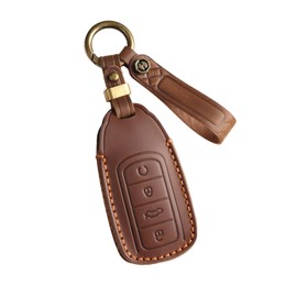 ontto Cowhide Car key cover fit for Chery Jaecoo J7 J8 Tiggo 8 Plus 8 Pro Tiggo 7 Pro Max Arrizo 5 8 Plus Omoda 5 C5 EV 4 buttons key holder leather case keyring keychain Smart Shell Accessories Brown