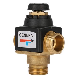 DEWIN Thermostatic Mixing Valve, 3-Way Male Thread DN20 Brass Water Mixing Valve for Solar Water Heaters, Water Devices, Underfloor Heating