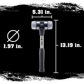 Halder 3703050 "Simplex" TPE-Mid Soft-Face Mallet with Fibre-Glass Handle, Multi-Colour, 50 mm