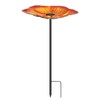 25 Inch Bird Bath, Rustproof Flower Pattern Birdfeeder with Ground