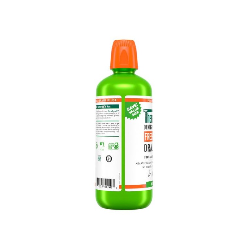 TheraBreath Fresh Breath Mouthwash, Mild Mint, Alcohol-Free, 1 Liter (33.8