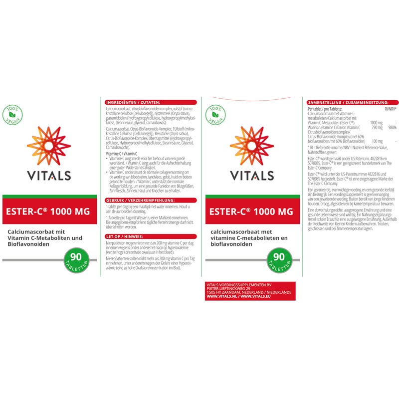 Vitals - Ester-C, 1000mg Superior Form of Vitamin C, 90