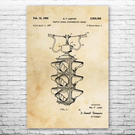 Traffic Signal Poster Print, Stop Light Blueprint, City Planner Gift, Civil Engineer Gift, DPS Office Art, Lineman Gift Vintage Paper (11 inch x 14 inch)