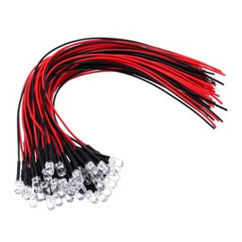 PATIKIL 5mm LED Diode Light, 40 Pcs 9-12V DC Pre Wired Mini LED Lights Bulb Light-Emitting Lamp for RC DIY Indicator Lighting, Pink Light