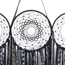 ANROYE Black Triple Moon Goddess Macrame Wall Hanging, Wicca Crescent Dream Catcher for Witch Home, Dreamcatcher for Bedroom Decoration, Pagan Woven Tapestry for Wiccan Adults Decor