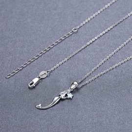 Cuoka Mermaid Necklace 925 Sterling Silver Mermaid Opal Pendant Sea Mermaid Necklace,Ocean Mermaid Jewelry for Women