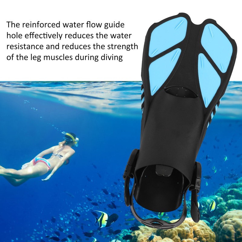 1 Pair Adjustable Diving Fins Soft TPR Open Heel Long