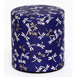 Kotodo Takahashi Seisakusho #121 Night Sky Tea Caddy Washi Washi Dyeing Can, Flat Type, 3.5 oz (100 g), Dragonfly