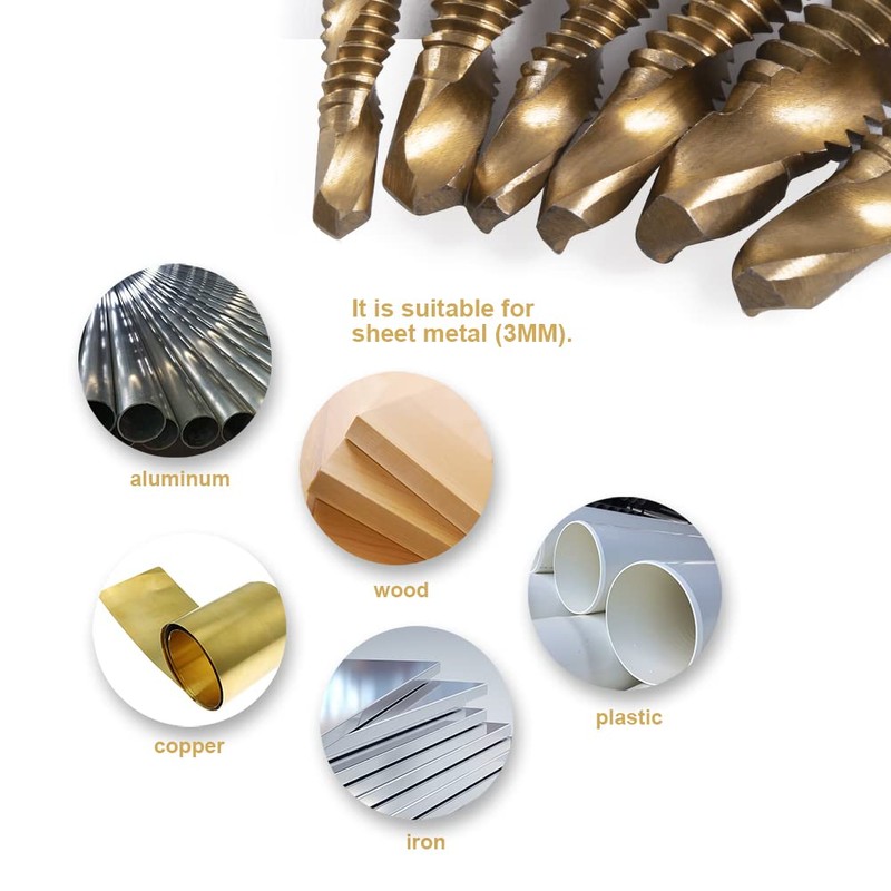 HIDOTOL Titanium Combination Drill and Tap Bits Set, 6 PC