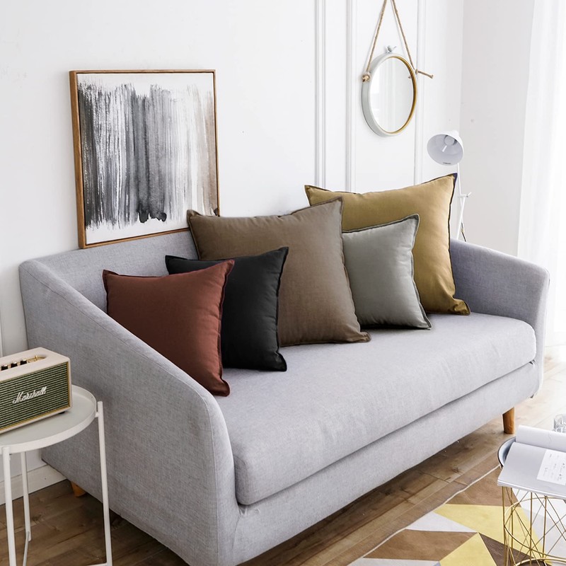 Jeanerlor Solid Cotton Linen Decoration 18"x18" Throw Pillow Cushion Case