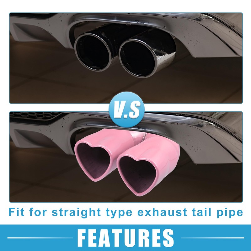 X AUTOHAUX Car Exhaust Tip Heart Shaped Tail Pipe 2.48Inch