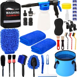LIANXIN 37Pcs Car Wash Detailing Kit Cleaning Kits with Foam Gun Sprayer Bucket Towels Tire Brush Wash Mitt Sponge Duster Brush Car Wash Kit is Complete Car Care Tools