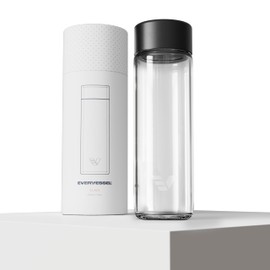 Ever Vessel Glass Water Bottle 20oz - Non-insulated | Borosilicate Glass | Dishwasher Safe | No Plastic Touches Contents | A pure drinking experience - Black