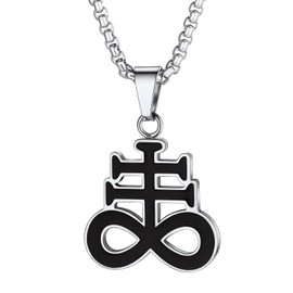 Cool Baphomet Necklace Satanic Jewelry Steel Inverted Leviathan Cross Pendant for Women