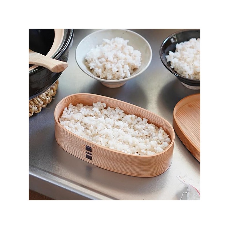 栗久　手作り大館曲げわっぱ　弁当箱（小判型・スリム）