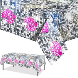 Xinfin Party Tablecloth, Colourful Plastic Birthday Tablecloth, Rectangle Waterproof Tablecloth for Children, Boys, Birthday Party Decoration (Disco)