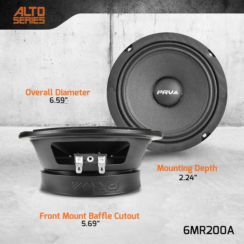 PRV AUDIO 6.5 Inch Shallow Midrange Speaker, 6MR200A, 200 Watts,