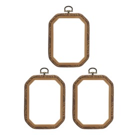 PATIKIL 6x4.3inch Embroidery Hoops, 3Pieces Imitated Wood Octagonal Frame Cross Stitch Hoop Ring for Embroidery Art Craft Sewing Ornaments Hanging Decoration