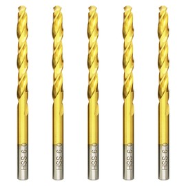 Hilpaty HSS-TiN Drill Bit 6.0mm x 93mm x 5pcs Titanium Coated Twist Drill Bits for Metal, Stainless Steel, Non Ferrous, Cast Iron, Wood