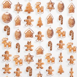 Namalu 20 Pcs Christmas Gingerbread Hanging Banners Decorations Vertical Gingerbread Hanging Banners for Christmas Party Tree Ornaments Decorations Xmas Party Holiday Home Wall Decor Supplies