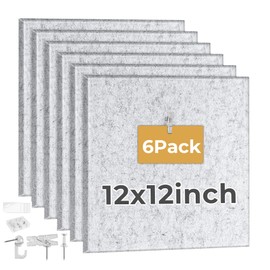 KARBRING Cork Board for Walls Alternative 36" x 24", 6 Pack Bulletin Boards 30x30cm, Heavy Duty Felt Pin Board with 60 Push Pins of Nails Hooks Clips, Corkboard for Home Office Wall Decor, Grey