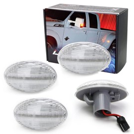 iJDMTOY Clear Lens Amber/Red Full LED Trunk Bed Marker Lights Set Compatible With 1999-2010 Ford F350 F450 Super Duty Truck Double Wheel Side Fenders, Powered by Total 48 LED