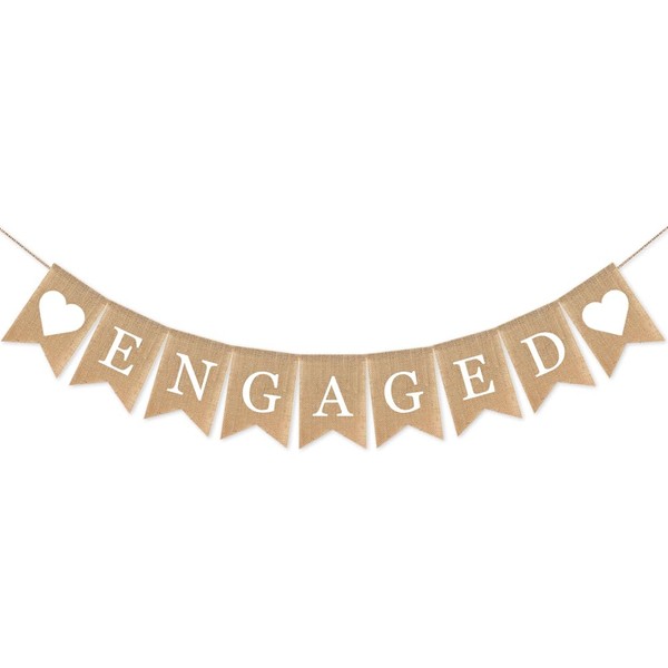 Bchinb Engaged Burlap Banner Rustic Engagement Wedding Party Decorations Bunting