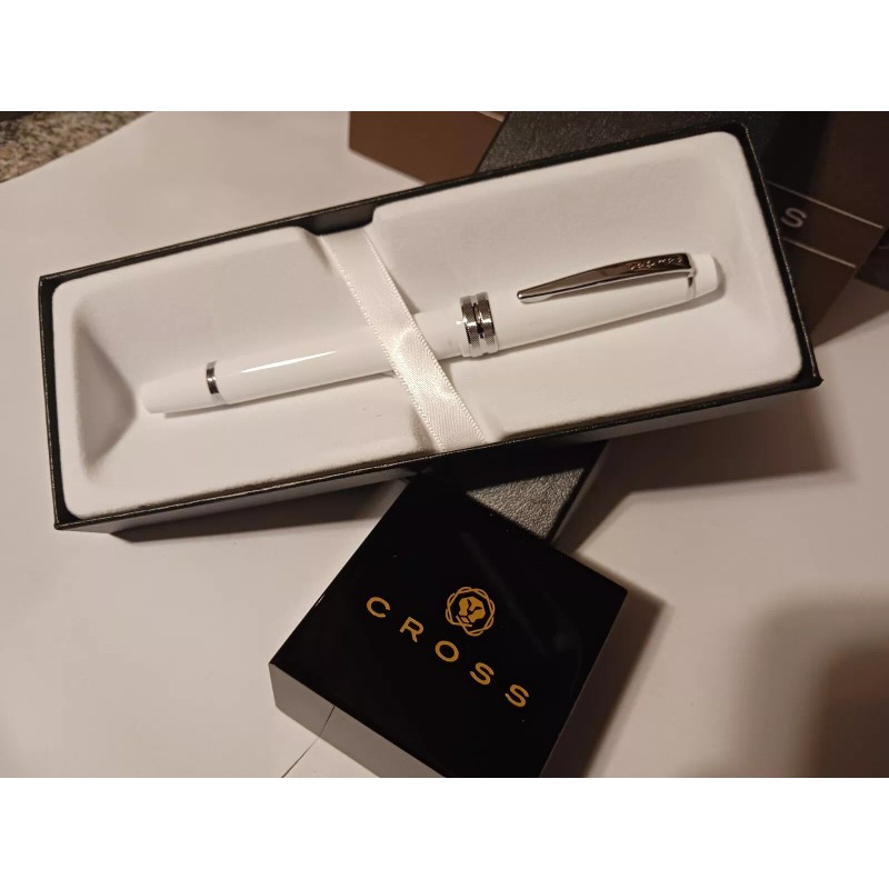 CROSS WHITE AND CHROME BAILEY ROLLERBALL PEN BRAND NEW DAD
