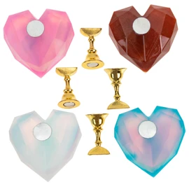 WOONEKY Heart Nail Art Palette 4pc Nail Tips Display Racks for Salon Schools Artists