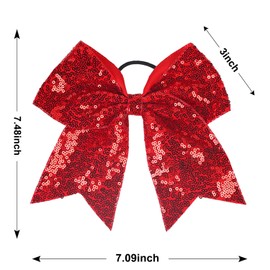 Christmas Bow Hair Ties Fall Elastic Hair Tie Large Fall Hair Bow Red Bowknot Red Glitter Hair Rope with Ponytail Holder for Teen Girls Women Christmas Thanksgiving Hair Accessories 4pcs