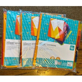 Pen+Gear Pen + Gear 8-tab Insert Dividers with Pockets Multicolors (3 packs of 8 folders)