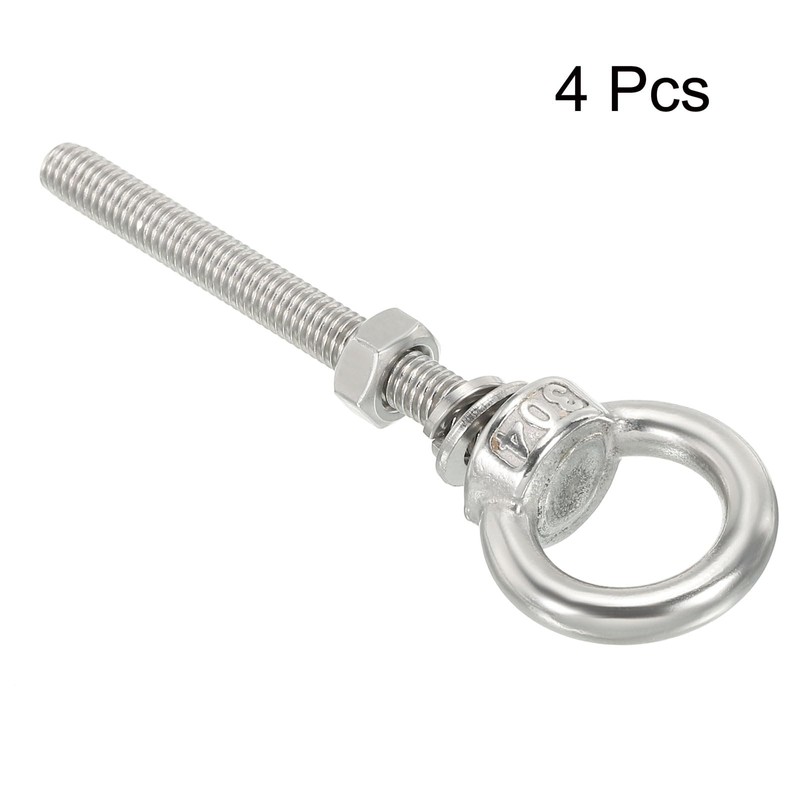 sourcing map M4 3/16"x2.36" Stainless Steel Eye Bolts Threaded Screw