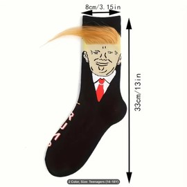 Trump Socks with Hair Funny Socks to Wear with Trump shoes Novelty President 2024 Socks Trump Merchandise Gift for Men Women