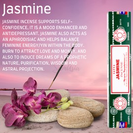 Satya Nag Champa Jasmine Incense Sticks | x12 pack | with SAMASIA incense sticks holder | Used for Jaomatherapy, Spa, Yoga, Weddings, Meditation, Healing, Positivity and Relaxation