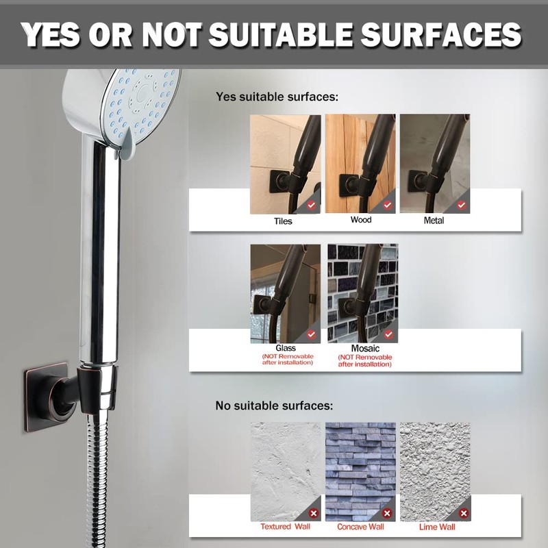Shower Head Holder Adjustable Handheld Shower Head Bracket Adhesive Shower