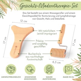 MagicBeech - Face Massager Set: Madero Massage Roller & Face Paddle for Relaxing Face Massage | Face Roller & Massage Roller Face for Natural Care, Lifting & Lymphatic Drainage
