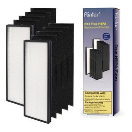 Flintar NEA120 Replacement Filter, Compatible with Eureka NEA120 and Toshiba Smart WiFi Air Purifier, (2) H13 Grade Air Filters (NEA-F1) and (8) Activated Carbon Filters (NEA-C1)