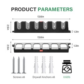 Vertical Fishing Rod Holders Wall-Mounted – Simple Deluxe Fishing Rod Rack, Great Fishing Pole Holder and Rack for Garage, Store 12 Rods or Combos in 13.6 Inches, 2 Pairs Vertical Pole Racks Grey