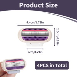 4 Pcs Venus Snap Razor Refill Blades, Heads Compatible with Venus Women’s Razor, 3-Layer Blades for Smooth Shaving, Easy Replacement Heads for Women (Purple)