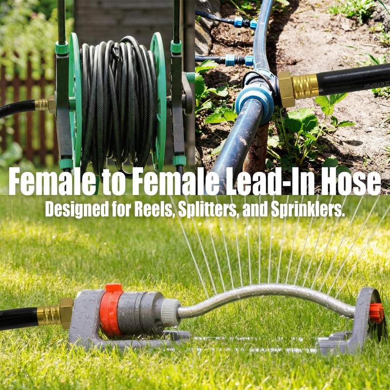 15FT Female to Female Leader Hose, 5/8 in, 3/4 GHT