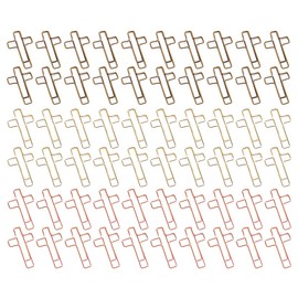 ieron 60pcs Cross Paper Clips Journal Paper Clips Christian Paper Clip Bookmark Metal Paper Clips with Plastic Box (Gold Bronze and Rose Gold)