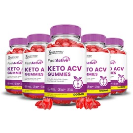 (5 Pack) Fast Active Keto ACV Gummies Advanced Formula 1000MG Fastactive Keto Gummies Apple Cider Vinegar Formulated with Pomegranate Beet Juice Powder B12 Vegan Non GMO 300 Gummys