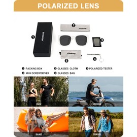 Meeloog Polarized Fit Over Glasses Sunglasses for Women UV Protection, Trendy Square Wrap Around Shades for Driving Riding, P1 White Frame/Grey Lens, One Size