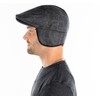 Funky Junque Wool Flat Cap with Earflaps - Grey Plaid