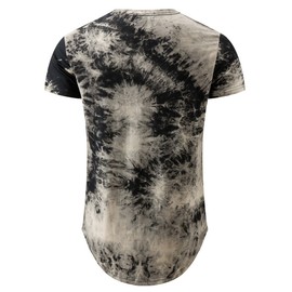 Mens Hip Hop Tie-Dyed Hipster Curve Hem T Shirt(1803ZR Black L)
